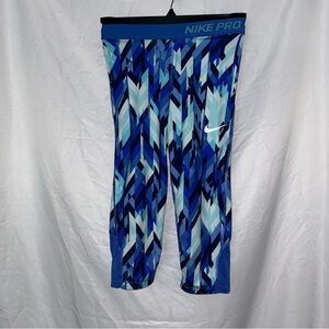 Nike Pro Leggings Geometric Shapes Elastic Waist Workout Tights Fitted Pants XL